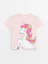 LC Waikiki Crew Neck Printed Baby Girl T-Shirt and Shorts 2-Piece Set